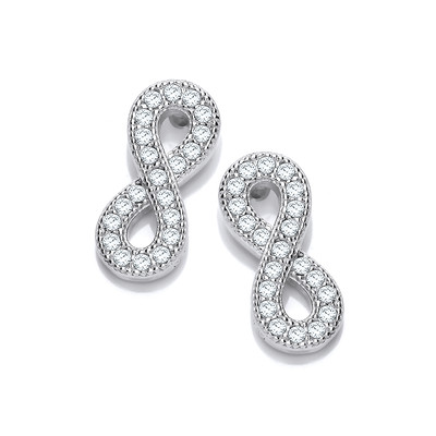 Silver and Cubic Zirconia Infinity Earrings