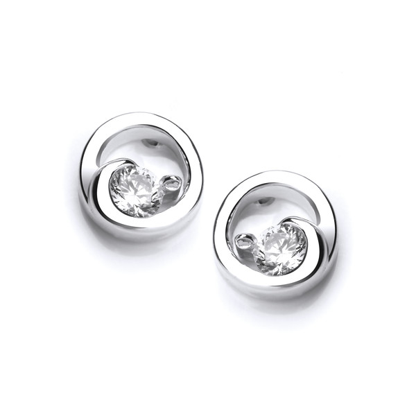 Silver and Cubic Zirconia Circle Earrings