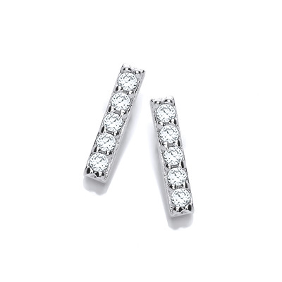 Silver and Cubic Zirconia Bar Earrings