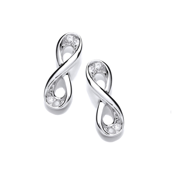 Silver and Cubic Zirconia Infinity Earrings