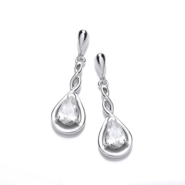 Silver and Cubic Zirconia Celtic Twist Earrings