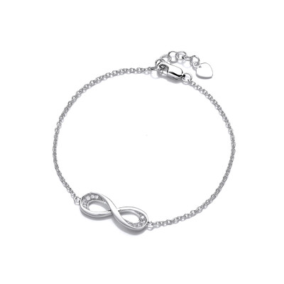 Silver and Cubic Zirconia Infinity Bracelet