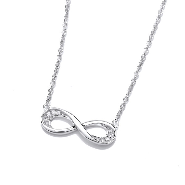 Silver and Cubic Zirconia Infinity Necklace