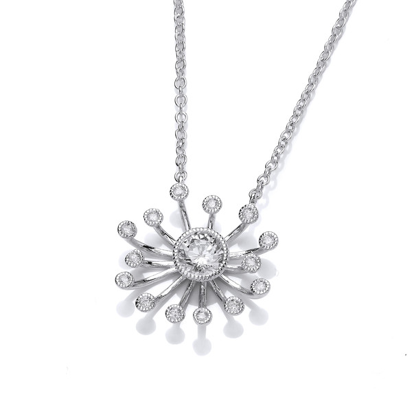 Silver and Cubic Zirconia Starburst Necklace