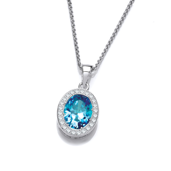Silver and Blue Topaz CZ Timeless Elegance Pendant without Chain