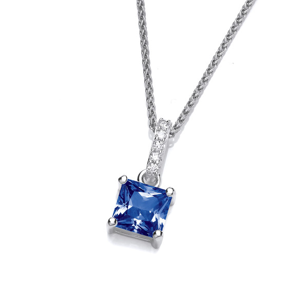 Delicate Square Sapphire Cubic Zirconia Solitaire Pendant without Chain
