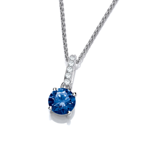 Round Sapphire Cubic Zirconia Drop Pendant with 16-18 Chain