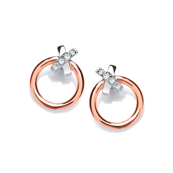 Silver and Rose Gold Dainty Earrings