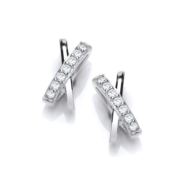Silver and Cubic Zirconia Kiss Earrings