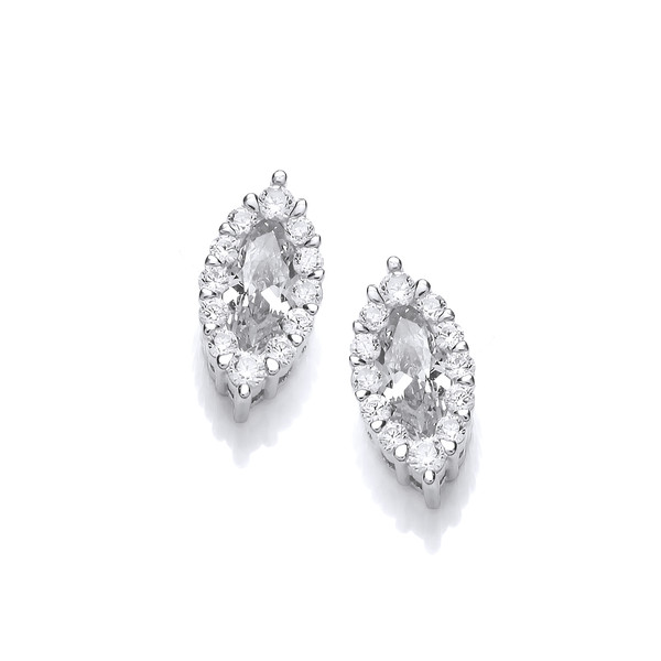 Silver and Cubic Zirconia Marquise Earrings