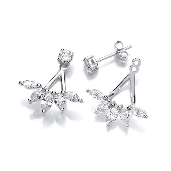 Silver and Cubic Zirconia Diamonds Jacket Earrings