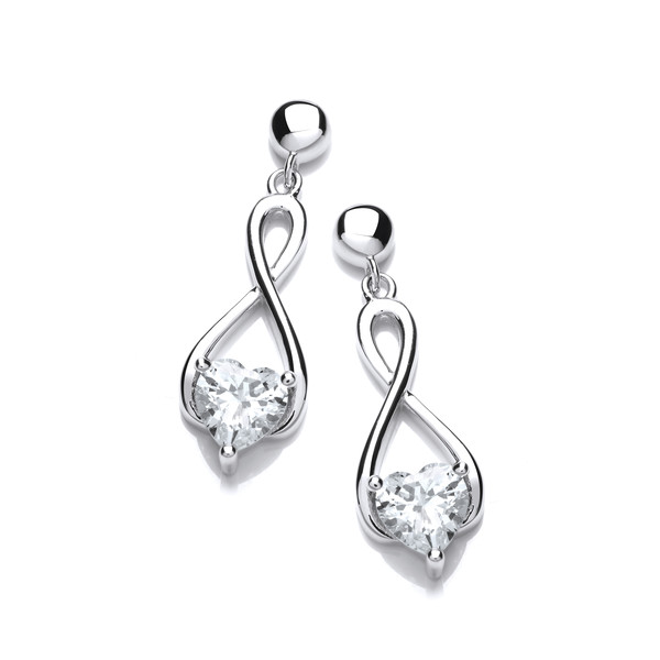 Silver and Cubic Zirconia Heart Celtic Twist Earrings