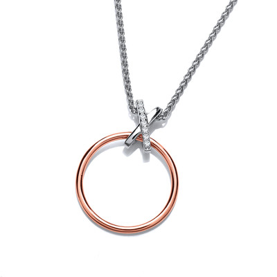Silver and Rose Gold Dainty Kiss Pendant