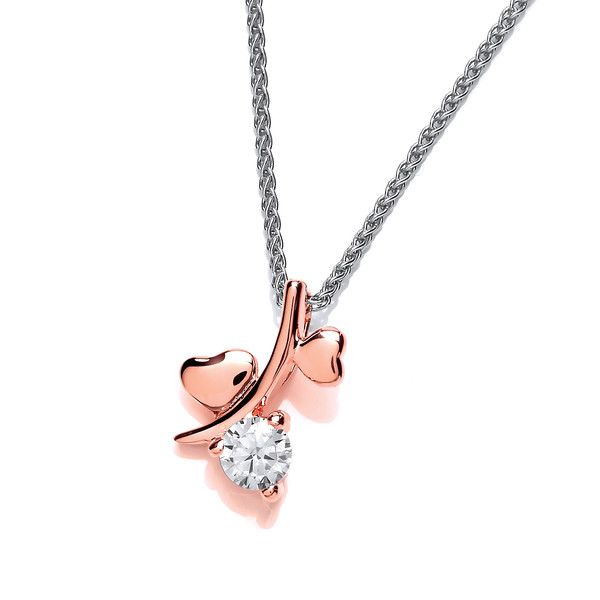 Rose Gold And Cubic Zirconia Tiny Double Heart Pendant
