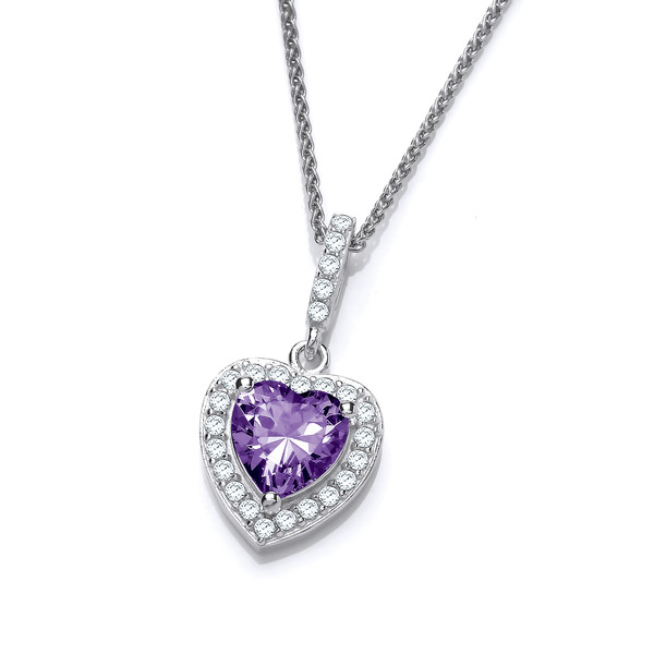 So Cute Mini Amethyst Cubic Zirconia Drop Heart Pendant without Chain