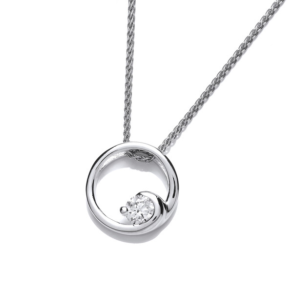 Silver and Cubic Zirconia Circle Pendant