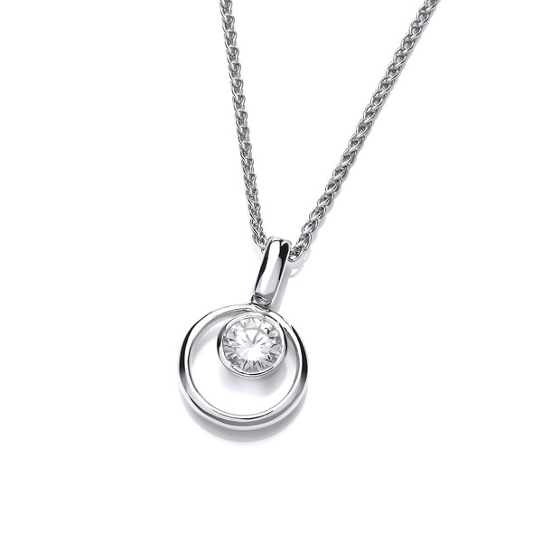 Silver Ring and Cubic Zirconia Solitaire Pendant with 16-18 Chain