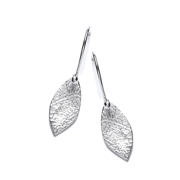 Textured Silver Leaf Drop Earrings