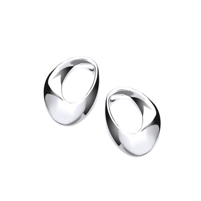 Silver Oval Loop Earrings