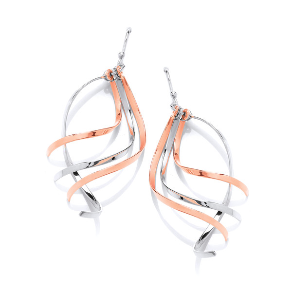 Silver and Copper Swirling Strands Earrings