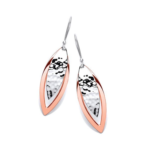 Silver and Copper Leaf Earrings