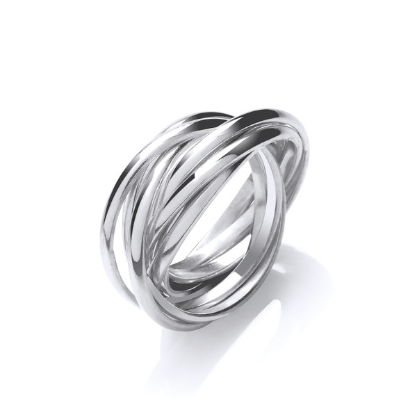 Silver Seven Bands Russian Ring
