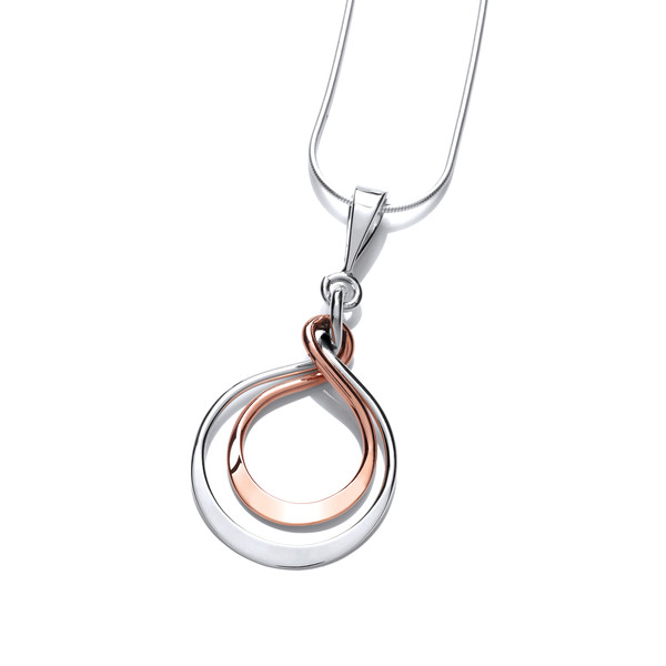 Silver and Copper Entwined Teardrop Pendant with 16-18 Silver Chain