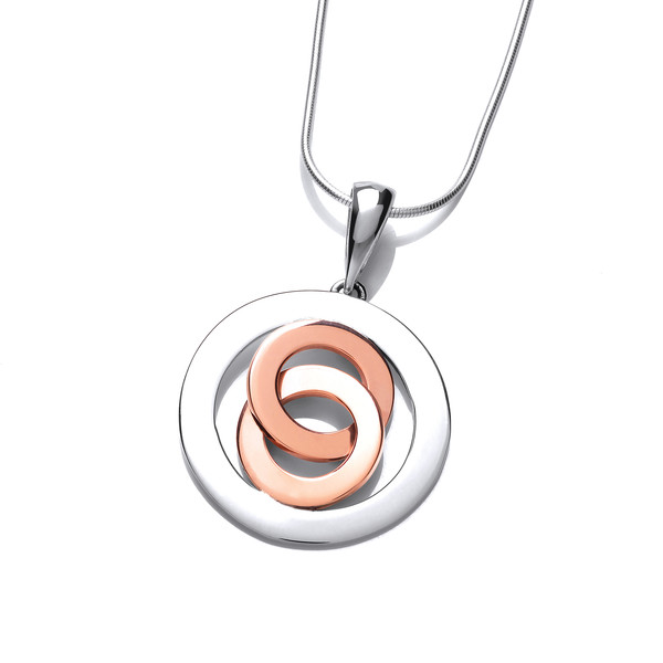 Silver and Copper Linked Circles Pendant