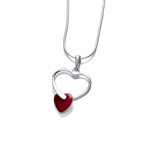 Silver and Red Jasper Entwined Heart Pendant