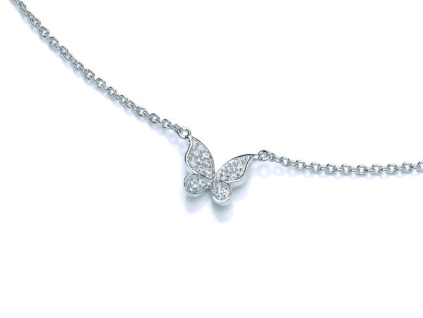 Delicate Silver and Cubic Zirconia Butterfly Necklace