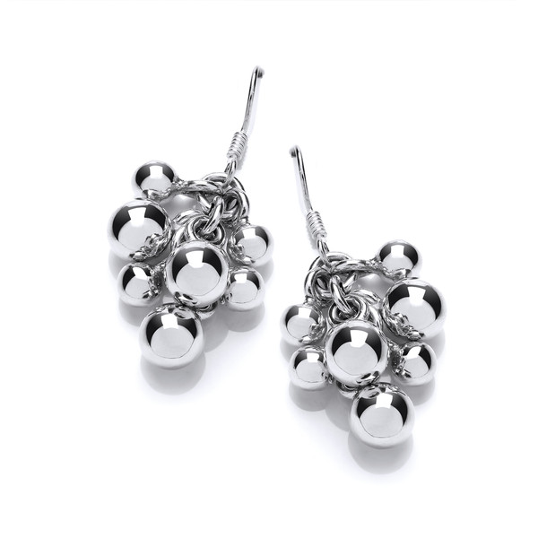 Sterling Silver Bauble Cluster Drop Earrings