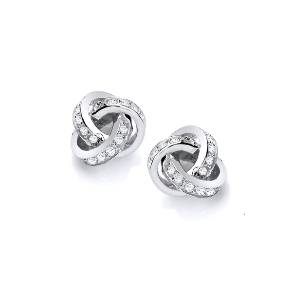 Silver and CZ Knot Earrings