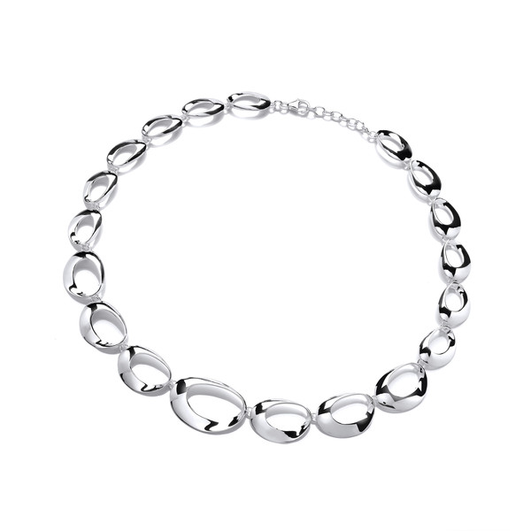 Silver Oval Loops Necklace