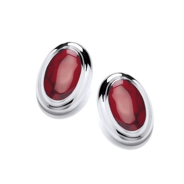 Big and Bold Red Jasper Button Earrings