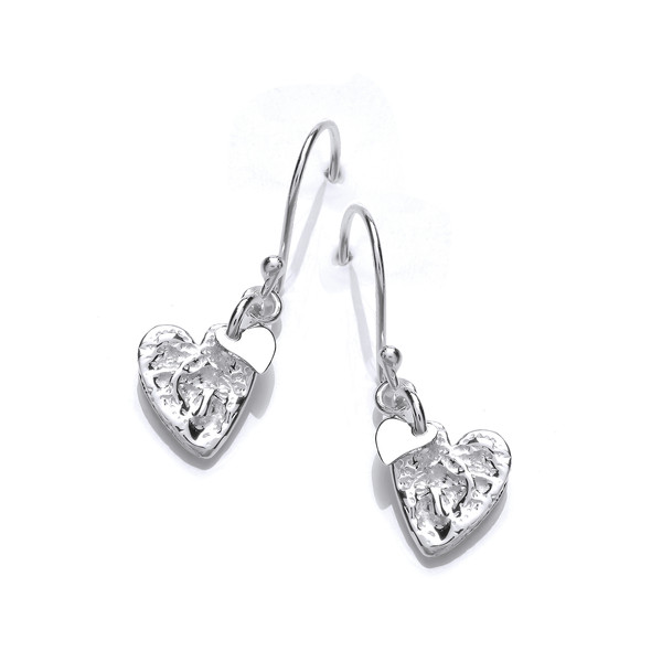 Crumpled Silver Heart Earrings