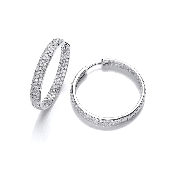Sparkling Cubic Zirconia and Silver Hoop Earrings