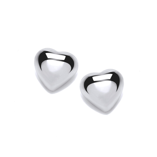 Simple Silver Heart Stud Earrings