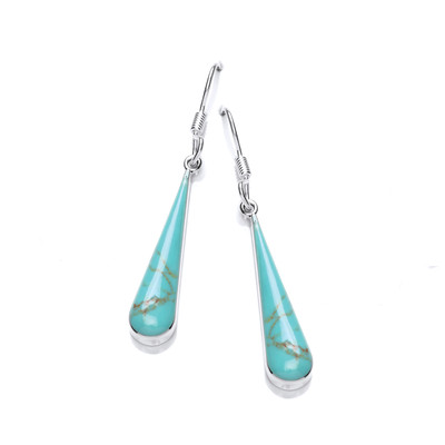 Sterling Silver and Formed Turquoise Teardrop Earrings