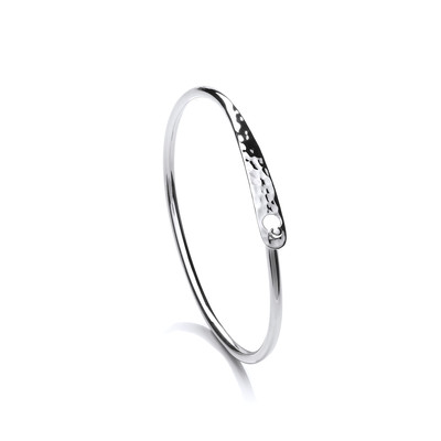 Sterling Silver Slim Oval Bracelet with Clasp Detail