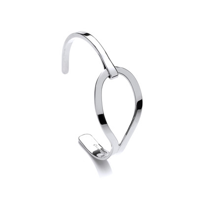 Sterling Silver Giant Ribbon Loop Cuff Bangle