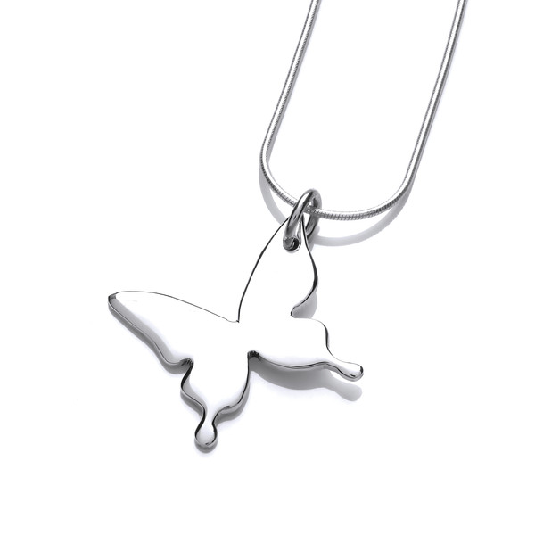 Sterling Silver Elegant Butterfly Pendant with 16 - 18" Silver Chain
