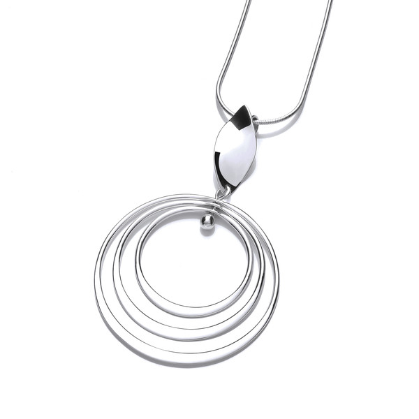 Twirling Silver Hoops Pendant with 18 - 20" Silver Chain