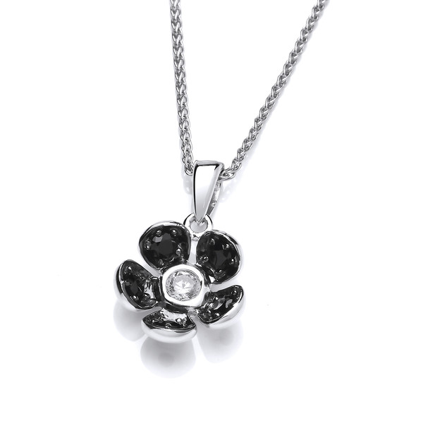 Beautifully Black Crystal Flower Pendant without Chain