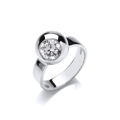 Sterling Silver and CZ Bowl Ring