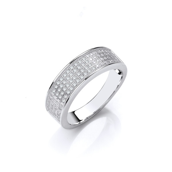 Silver & Cubic Zirconia Wedding Band Ring
