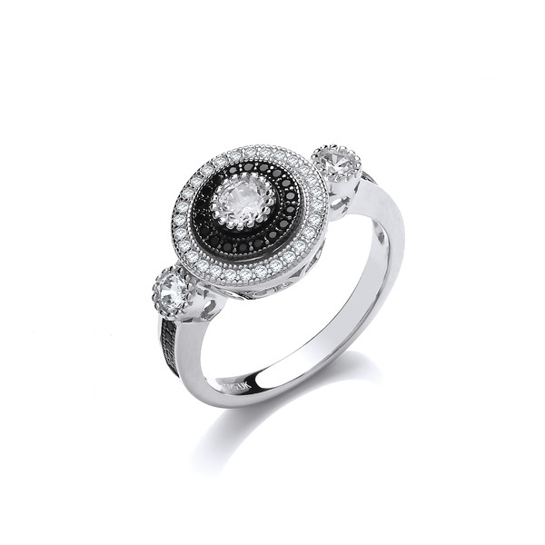 Elegant Silver and CZ Evening Ring