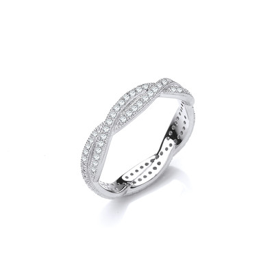 Silver & Cubic Zirconia Woven Strand Ring