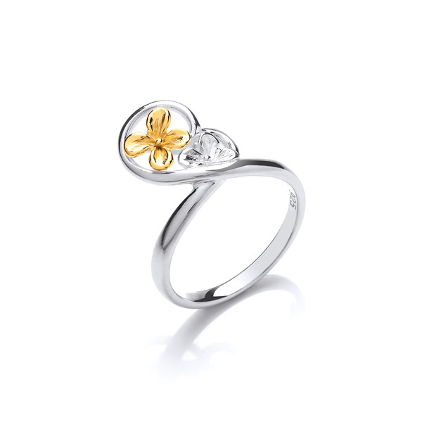 Hearts and Flowers Silver and Gold Vermeil Ring