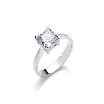 Silver & Cubic Zirconia Simple Sparkle Solitaire Ring