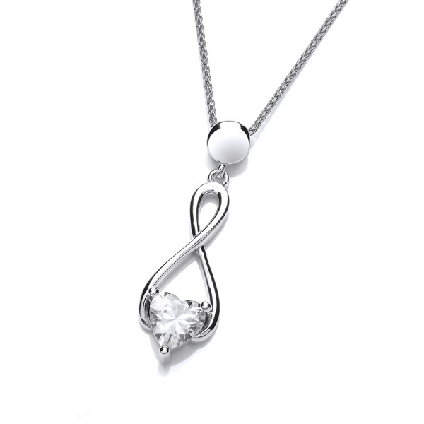 Silver and Cubic Zirconia Heart Celtic Twist Pendant with a 16-18 chain